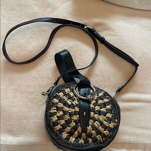 Rebecca Minkoff Black and Tan Round Crossbody Bag